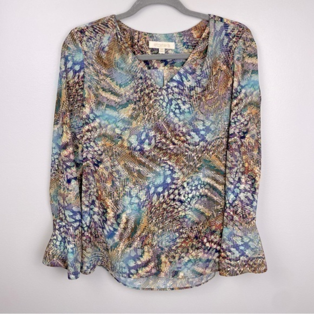 Etcetera‎ Multicolored Blouse Abstract Animal Prints